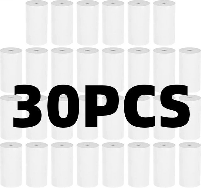 PeriPage Thermopapier Rollen in Weiß für Kinderkameras und Sofortdrucker, 30 Rollen, B: 57 mm, H: 25 mm - Bild 1