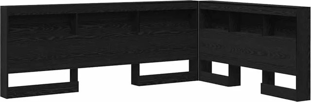 vidaXL Aufbewahrungskopfteil in Schwarz und Eichen-Optik mit integriertem Regal und USB-Ladeport aus Holzwerkstoff und Stahl, Breite: 140 cm, Höhe: 76,5 cm, Tiefe: 76,5 cm - Bild 1