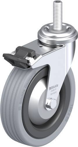 Blickle Lenkrolle LRA-VPA 100G-FI-FA-GS10 mit Feststeller, Rad-Durchmesser: 100 mm, Tragfähigkeit: 70 kg, verzinkter Stahl und Kunststoff in Grau und Schwarz - Bild 1