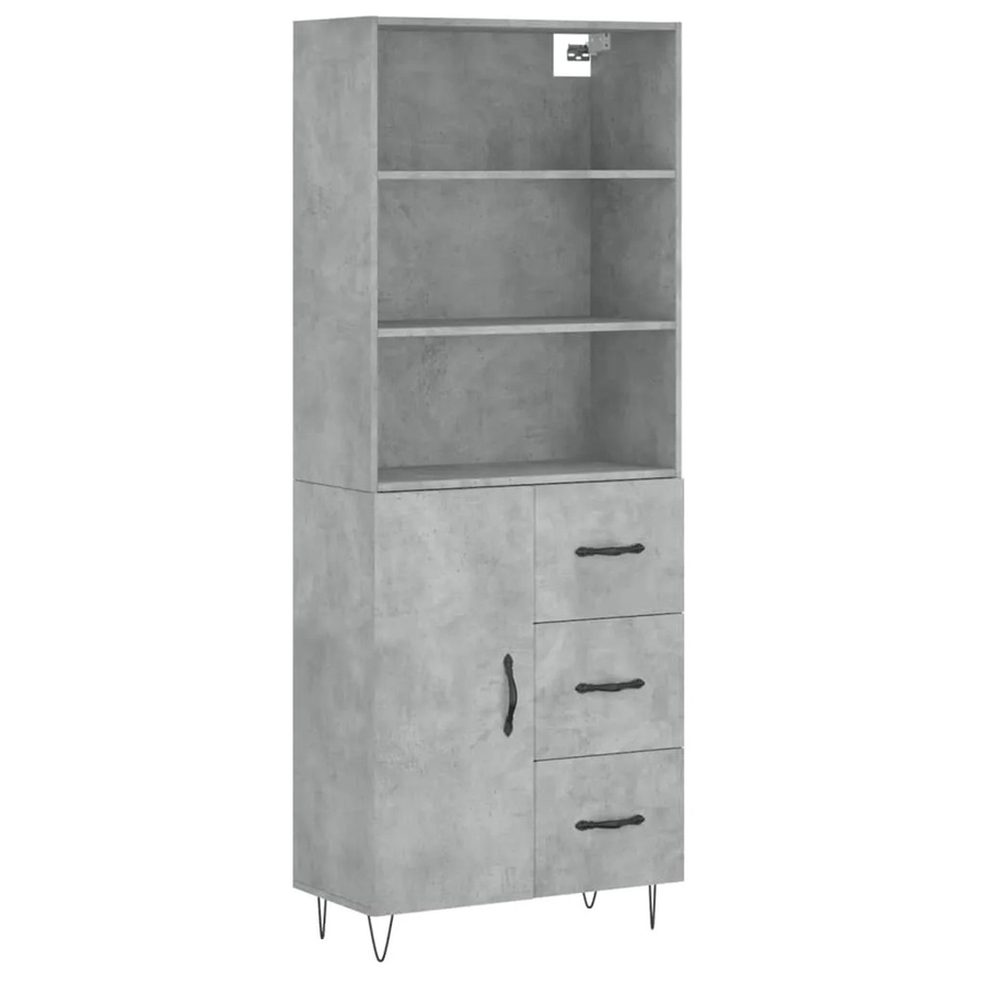 vidaXL Highboard Betongrau aus Holzwerkstoff und Eisen, B/T/H: 69,5 x 34 x 180 cm - Bild 2