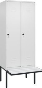 C+P Spind Classic PLUS Garderobenschrank mit Sitzbank, 2 Abteile, Farbe Reinweiß, B/T/H: 212 x 80 x 81,5 cm, mit Sicherheits-Drehriegel und 4 Garderobenhaken - Bild 1