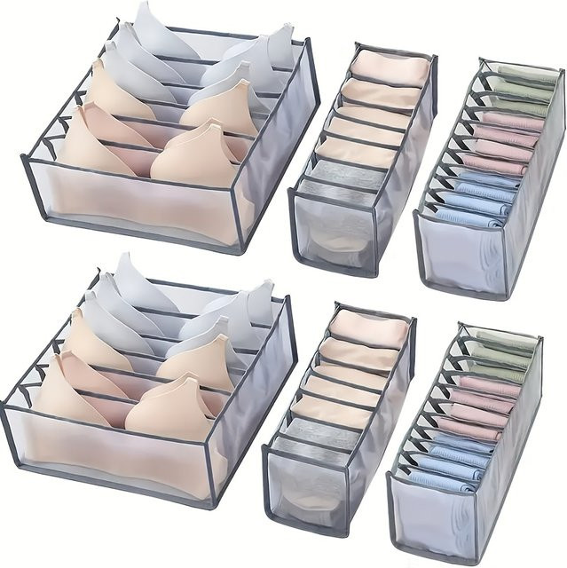 YOCITY Organizer-Box für Unterwäsche und Socken, faltbarer Schubladenteiler aus Mesh-Gewebe, grau - Bild 1