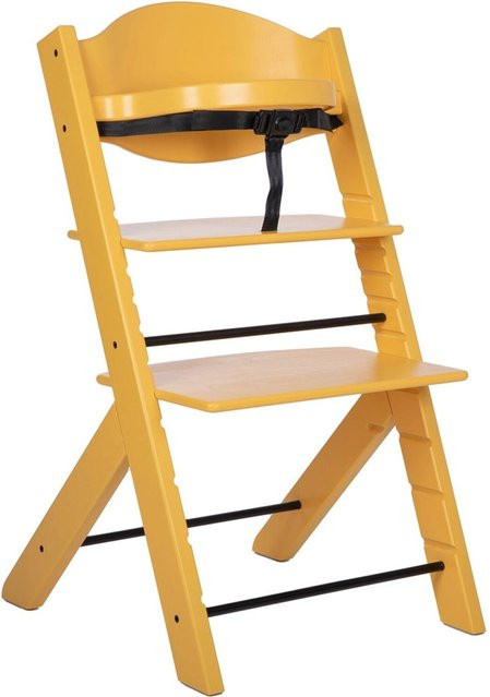 Treppy Hochstuhl aus Holz in Gelb, modern und höhenverstellbar - Bild 1