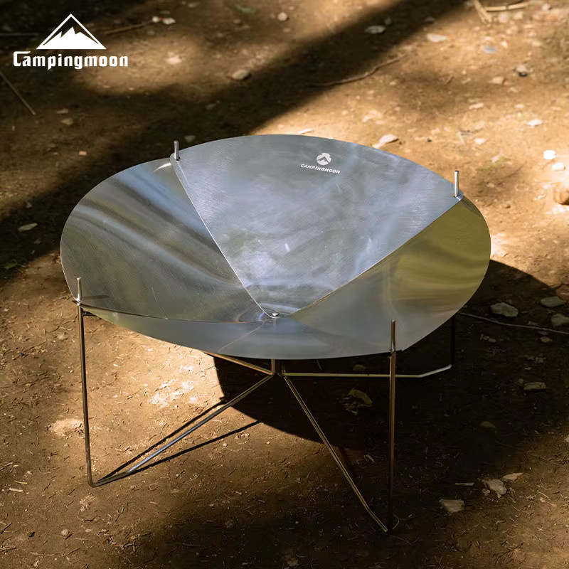 CAMPINGMOON Outdoor Feuerstelle A3-Q aus Edelstahl in Silber, runde Faltbare Brennplattform für Camping und Outdoor, Durchmesser: 60,5 cm - Bild 3