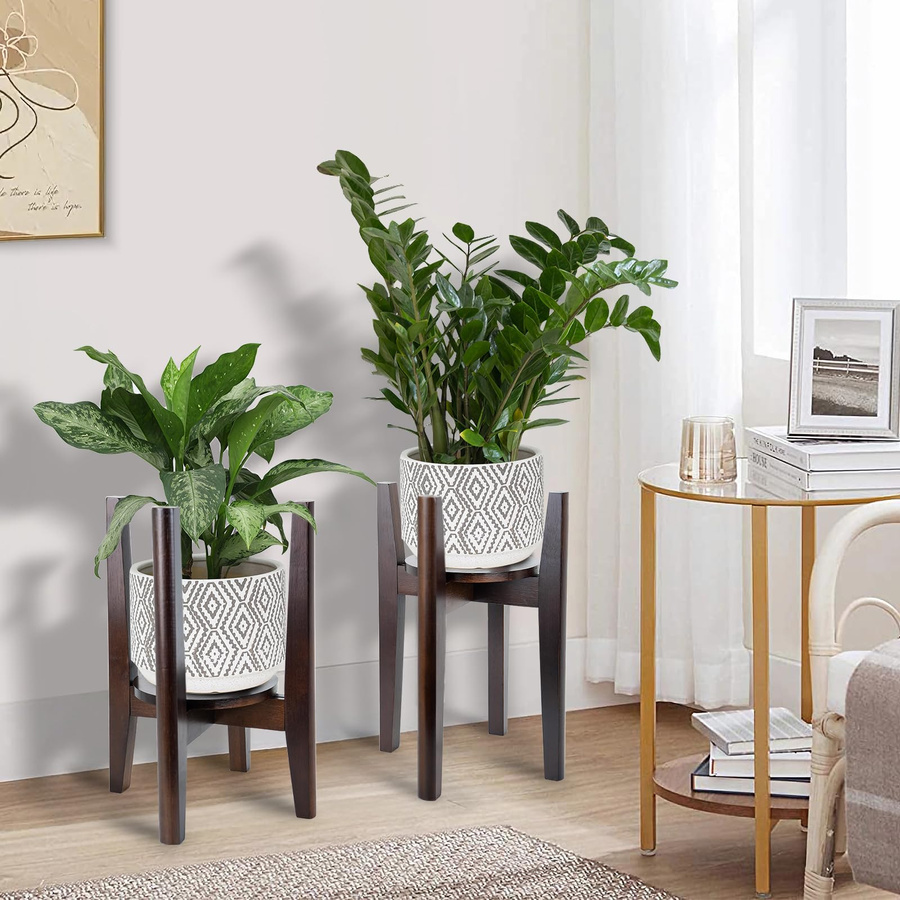 Verstellbarer Blumenständer aus Bambus mit Tablett in Braun von Sliema Japan Products, Breite: bis 30 cm - Bild 4