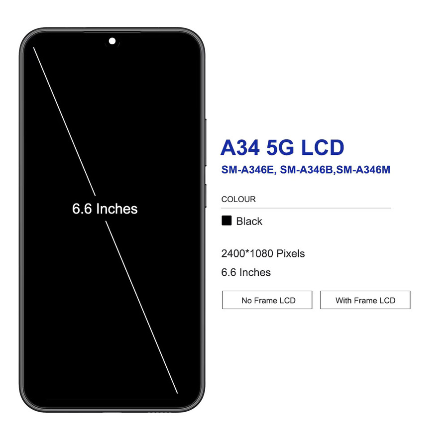 Samsung A34 5G LCD Display mit Rahmen und Touchscreen Reparatur-Set in Schwarz - Bild 3