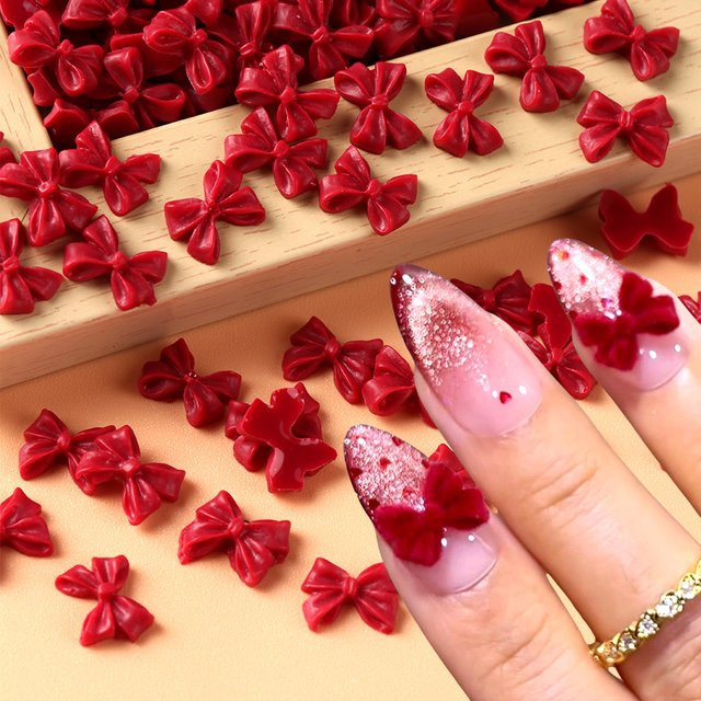 Full Beauty Nagelcharms Rote Schleifen, Glänzend - Bild 1