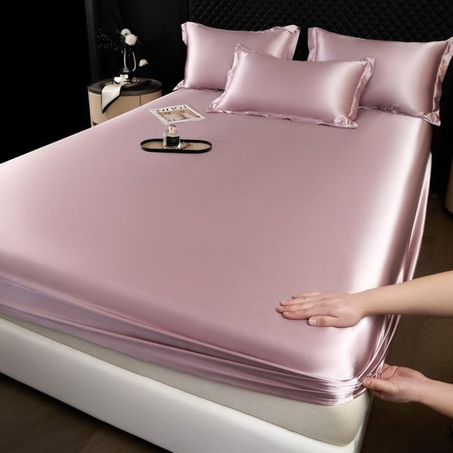 HomeHarmony Spannbettlaken aus reiner Maulbeerseide und Tencel, Pink, B/T: 180 x 200 cm - Bild 1