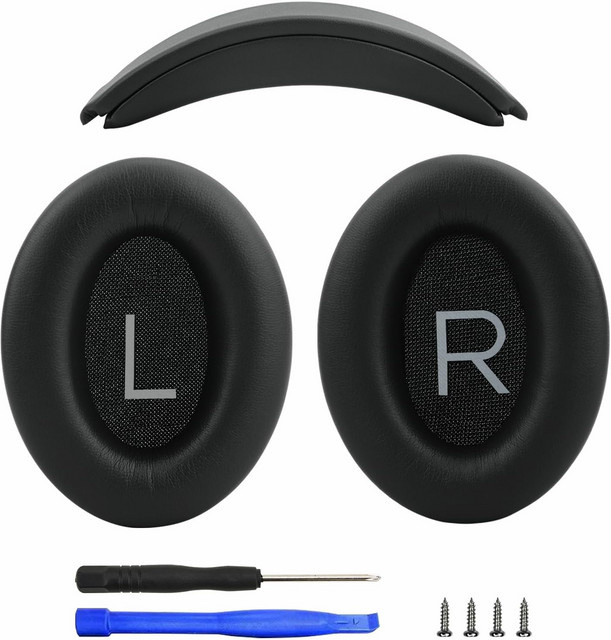KUTOU Ersatz-Kopfbandkissen und Ohrpolster für Bose QC35 und QC45 Kopfhörer mit Geräuschisolierung aus Memory Foam in Schwarz oder Weiß - Bild 1