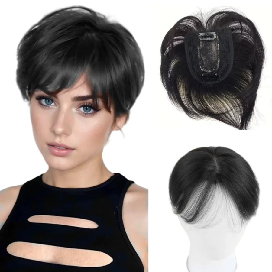 Satifresion Echthaar-Topper Clip-in-Haar-Pony, glatt, Mittelteil, Damen - Bild 4