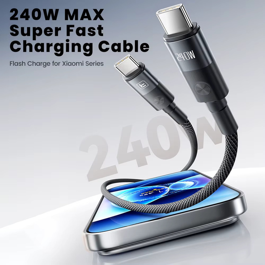 Toocki USB-C zu Typ-C Ladekabel 240W PD PPS Ultra-Schnelles Datenkabel Schwarz - Bild 5