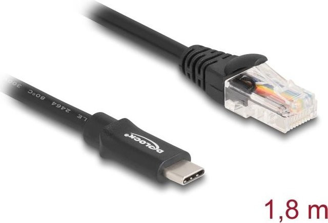 Delock Serieller RS-232-Adapter USB-C auf RJ-45, Schwarz, Länge: 1,8 m - Bild 1