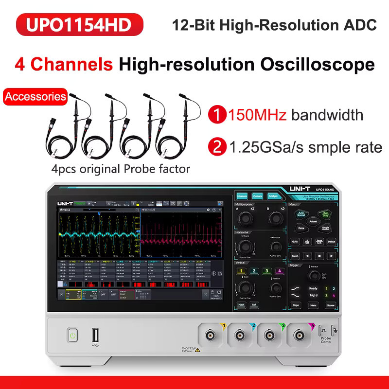 UNI-T Oszilloskop UPO1154HD UPO1082HD mit 2/4 Kanälen, 1,25 GSa/s, 80/150 MHz Bandbreite und 12-Bit ADC - Bild 6