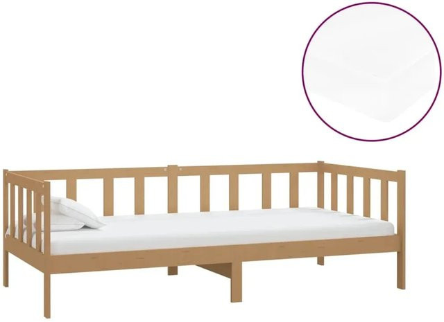 vidaXL Tagesbett mit Matratze aus Kiefer Massivholz in Honigbraun, B/T/H: 90 x 200 x 66 cm - Bild 1