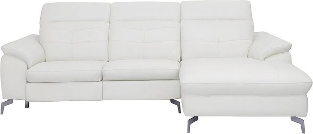 Vente-unique Relaxsofa Lismore in Weiß, L-Form aus Leder, Breite: 250 cm - Bild 1