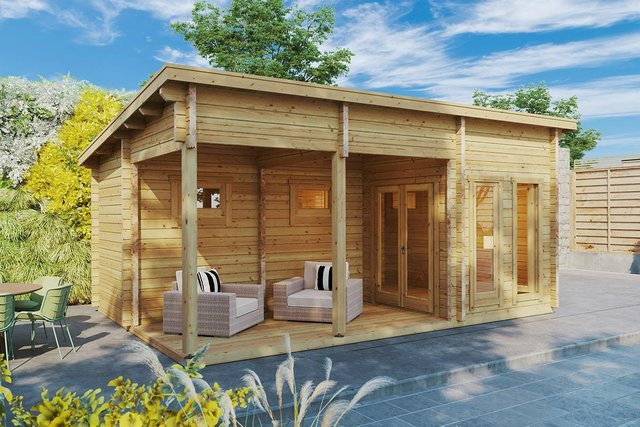 Finnisches Saunahaus Oliver 1 als Gartensauna mit Vorraum für den Außenbereich, Maße: 6 x 4 m - Bild 1