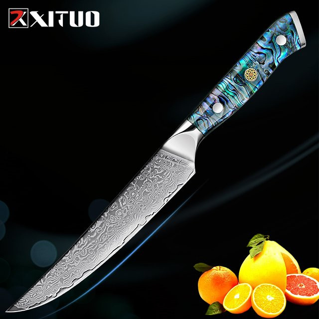 XITUO Japanisches Damast Küchenmesser aus AUS-10 Stahl, 6 Zoll Allzweckmesser zum Schneiden von Obst, Gemüse und Fleisch - Bild 1