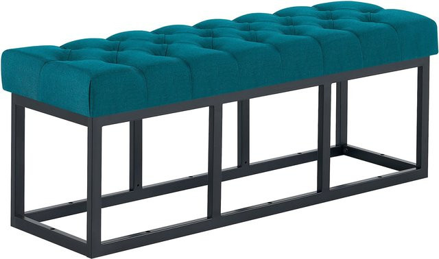CLP Sitzbank Amun Polsterbank mit Stoffbezug und Metallgestell in Schwarz für Flur, Schlafzimmer und Garderobe - Bild 1