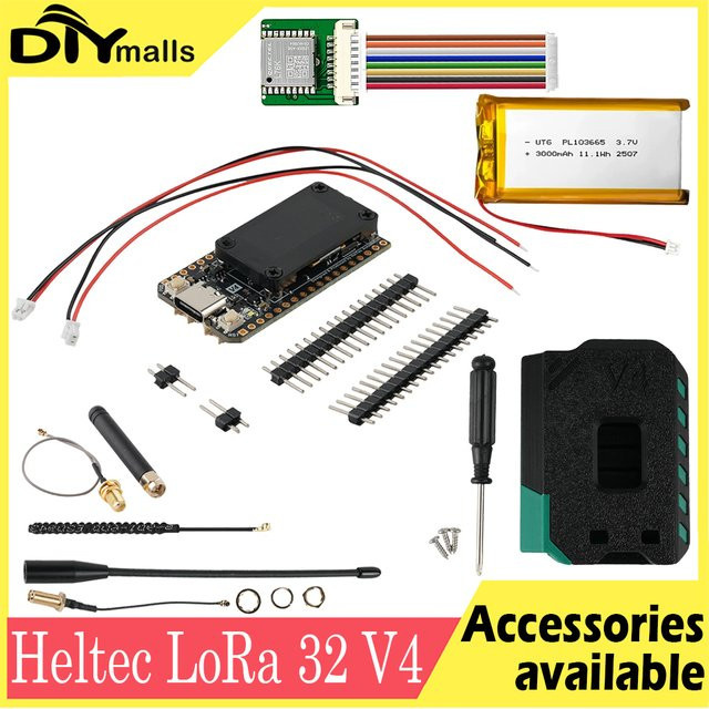 Heltec WiFi LoRa 32 V4 Entwicklungsboard mit OLED-Display, ESP32-S3, SX1262 und Antenne in Schwarz für Meshtastic und IoT-Anwendungen - Bild 1