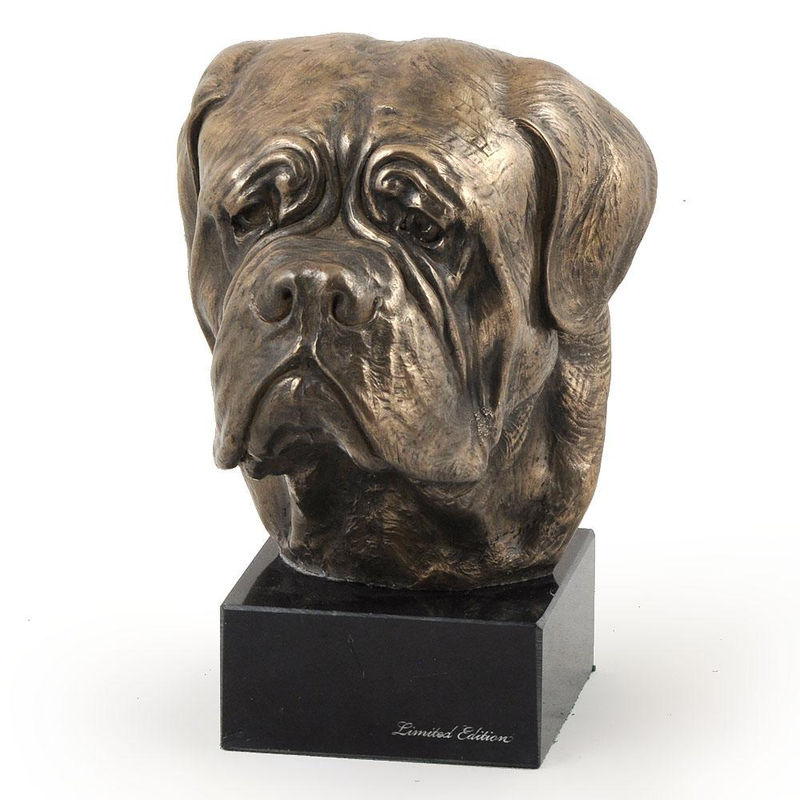 Hundestatue Dogue de Bordeaux als Büste auf Steinsockel von Art-Dog in Braun - Bild 4
