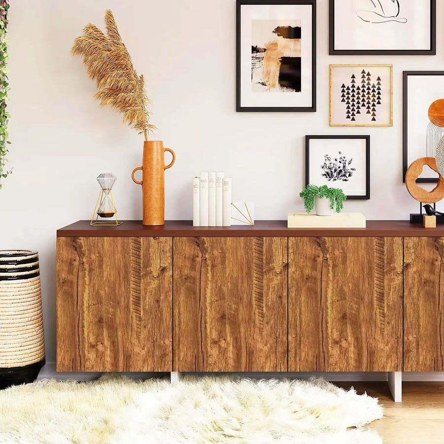Selbstklebende Tapete mit Holzmaserung von Luck Amy in Braun, wasserfeste Vinyl-Möbelfolie im Rustic-Design für Schrank, Tisch und Heimdekoration - Bild 3