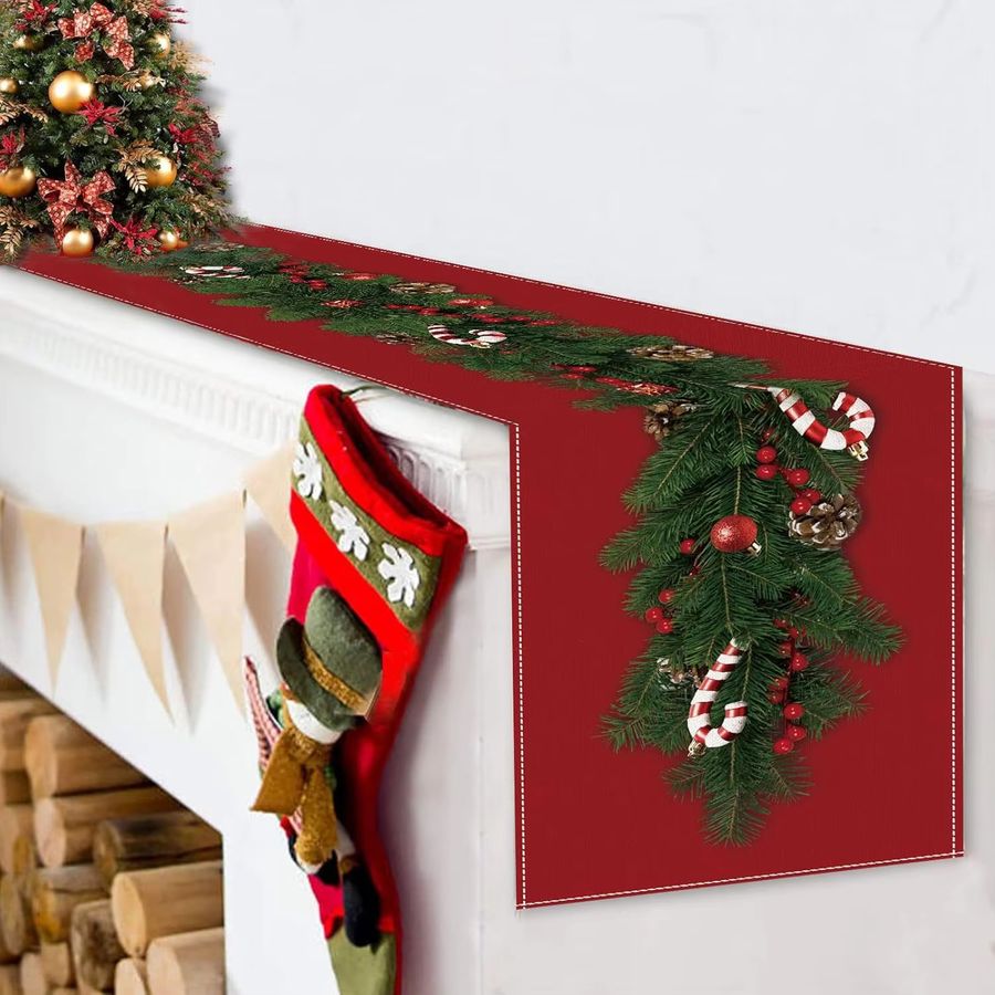 VIKAMA Tischläufer Weihnachtsdekoration in Rot für dein Zuhause - Bild 6
