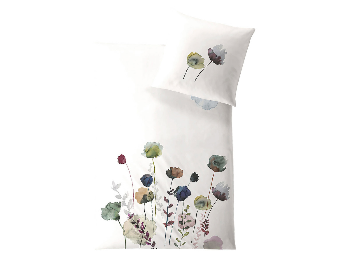 Hefel Bettwäsche Amsterdam 4972 aus Lyocell Mako-Satin, Floral, Beige/Weiß, B/H: 135 x 200 cm - Bild 1