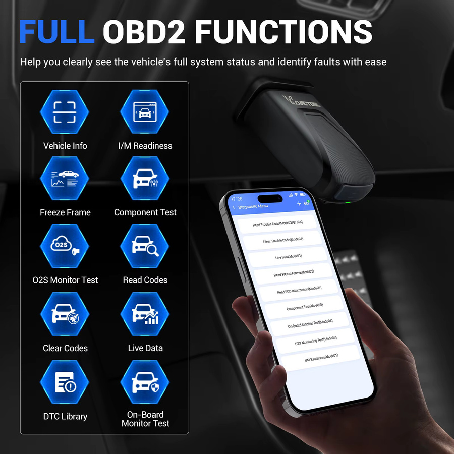 VDIAGTOOL D502 OBD2-Scanner für Ford: Bidirektionales Diagnosegerät mit Alle-Systeme-Diagnose, CANFD und J2534 in Schwarz - Bild 2