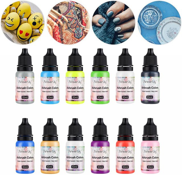 iebilif Nagellack Farbe Airbrush Nagel Tinte, 12 Stück, Unisex - Bild 1