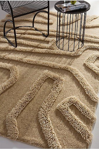 Jotex Florteppich Florte RUE in Beige mit abstraktem Design aus Wolle und Baumwolle, handgetuftet und rutschfest - Bild 1