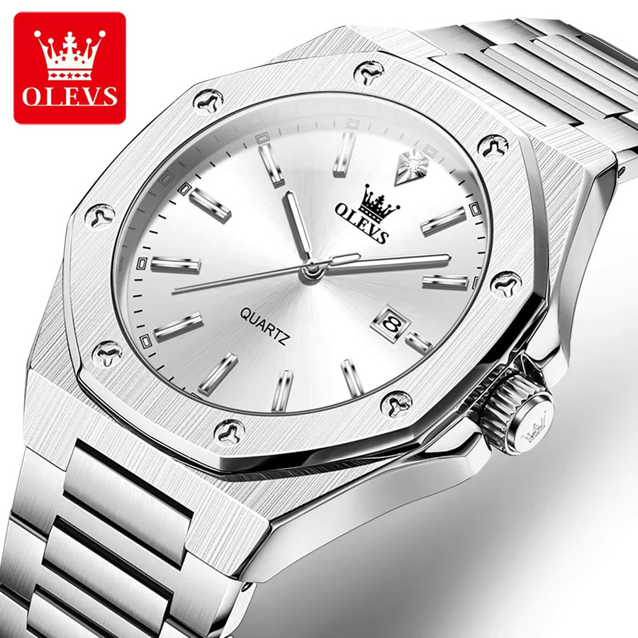 OLEVS Armbanduhr Quarz, Edelstahl, Silber, Herren - Bild 7