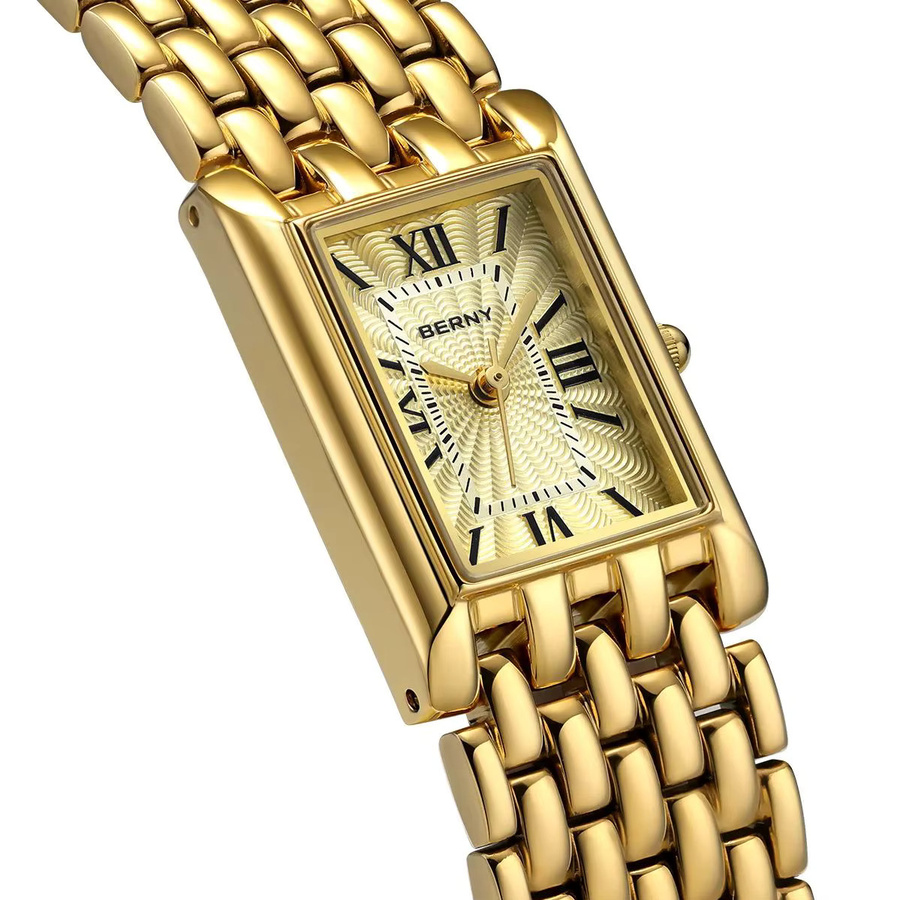 BERNY Armbanduhr, Quarz, Edelstahl, Gold, Rechteckig, Damen - Bild 2