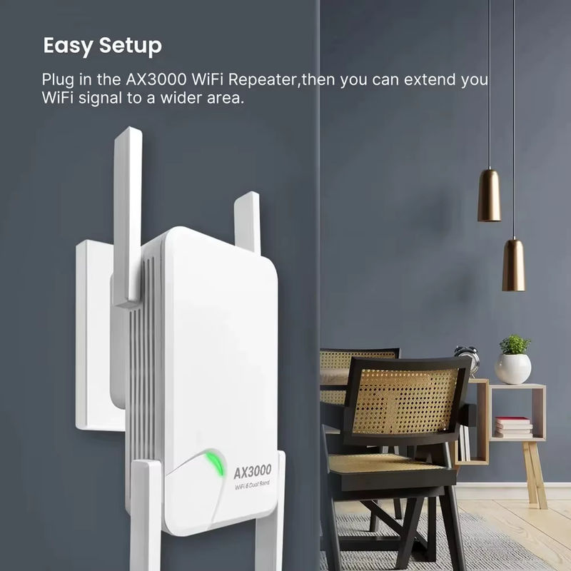 Kebidumei WIFI6 AX3000 Gigabit Wireless Repeater Router Dual Band 2,4/5 GHz Signal Booster mit 4 High-Gain Antennen in Weiß - Bild 6