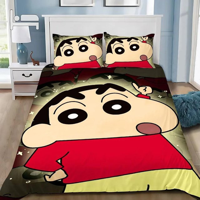 Bettwäsche-Set Shin-chan 3D Cartoon Digitaldruck von Lodestar, Bettbezug und Kissenbezug aus Mikrofaser, Mehrfarbig, B/H: 150 x 200 cm - Bild 1