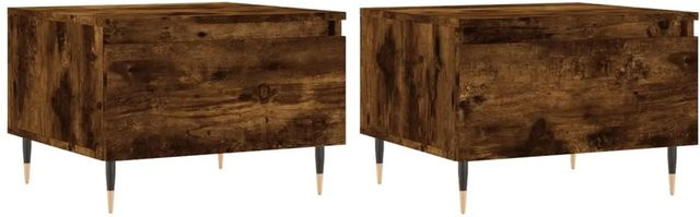 vidaXL Couchtisch-Set aus 2 Stück in Räuchereiche, modern und quadratisch, B/T/H: 50 x 46 x 35 cm - Bild 1