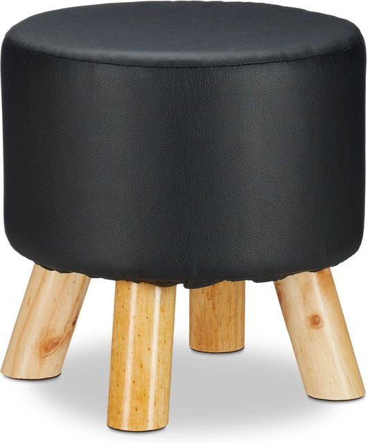 Relaxdays Hocker aus Kunstleder in Schwarz, B/T/H: 30 x 30 x 30 cm - Bild 1