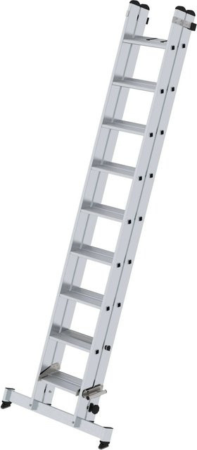 PROREGAL Stufen-Schiebeleiter 2-teilig mit Traverse in Silber, 2 x 9 Stufen - Bild 1