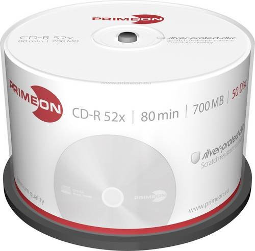 Primeon CD-R Rohlinge 700 MB 80 Min Silber Matte Oberfläche 50er Spindel - Bild 1