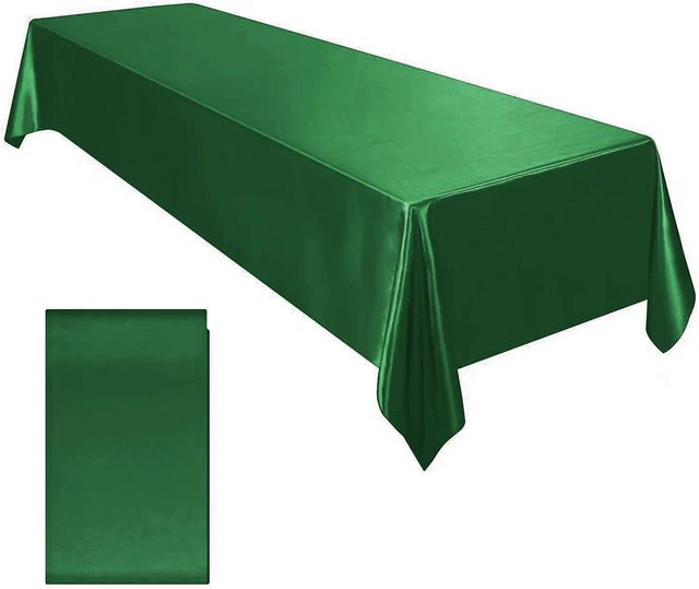 Grüne Satin-Tischdecke von JMG Household Supplies, rechteckig, B/B/H: 145 x 180 cm - Bild 1