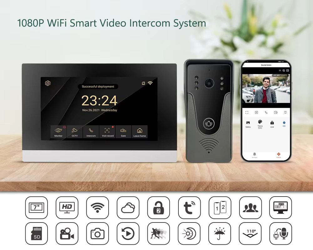 TUYA Smart WiFi Video Türsprechanlage mit 1080P Auflösung, Infrarot-Nachtsicht und Bewegungserkennung - Bild 2