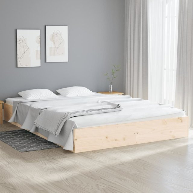 vidaXL Massivholzbett aus Kiefer in Braun und Beige, B/T/H: 140 x 200 x 23 cm - Bild 2