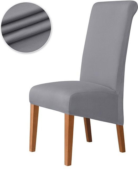Yiran Furniture Esszimmerstuhlbezug aus elastischem Polyester in Grau, unifarben und rutschfest, B/T/H: 21 x 19 x 1 cm - Bild 1