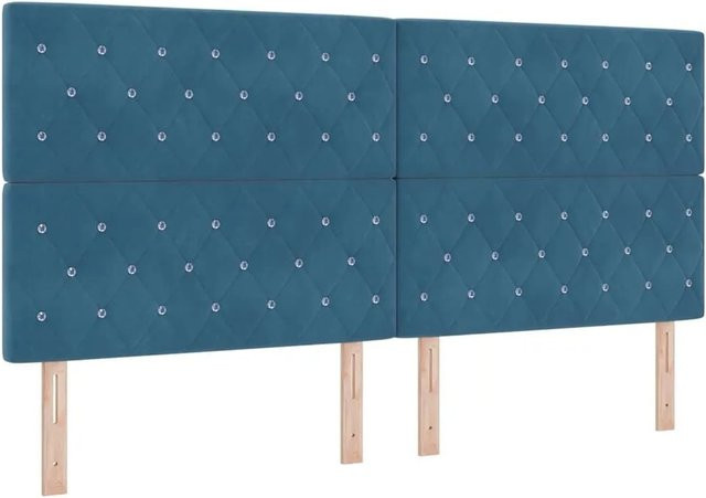 vidaXL LED Boxspringbett mit Matratze Dunkelblau Stoff B/T: 200 x 200 cm - Bild 1