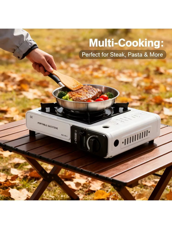 BRS Tragbarer Outdoor-Gaskocher Tabletop in Weiß für Camping, Wandern und Grillen - Bild 5