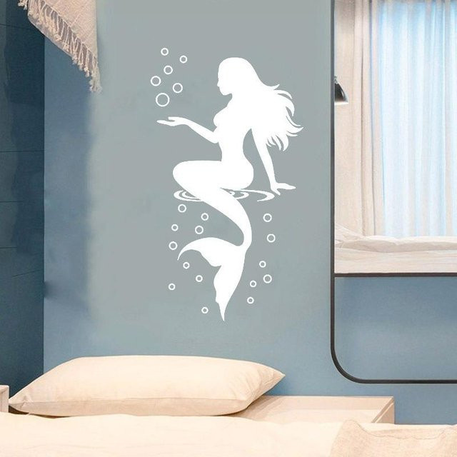 Wasserfester Wandaufkleber mit Meerjungfrau-Design von Speedy One in Weiß - Bild 1