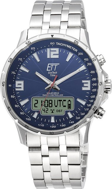 ETT Armbanduhr Solar, Funk, Edelstahl, Blau, 43 mm, Herren - Bild 1