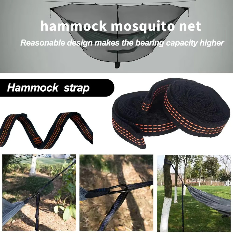 QHSPE Hängemattengurte aus verstärktem Polyester mit 5 Ringen in Schwarz und Orange - Bild 6