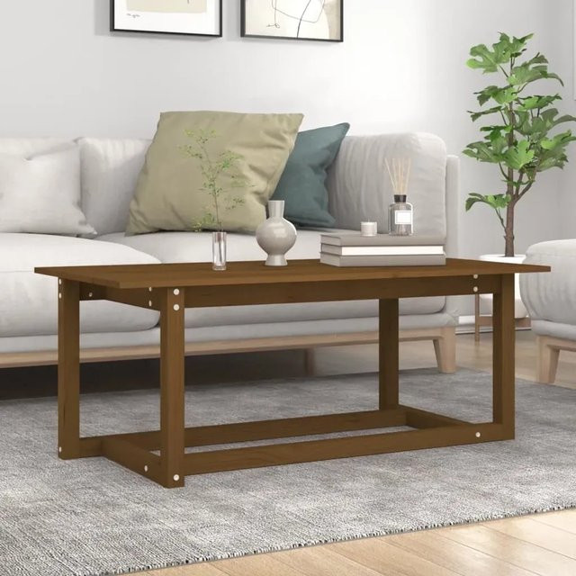 vidaXL Couchtisch aus massivem Kiefernholz in Braun, rustikales Design, B/T/H: 110 x 55 x 45 cm - Bild 1