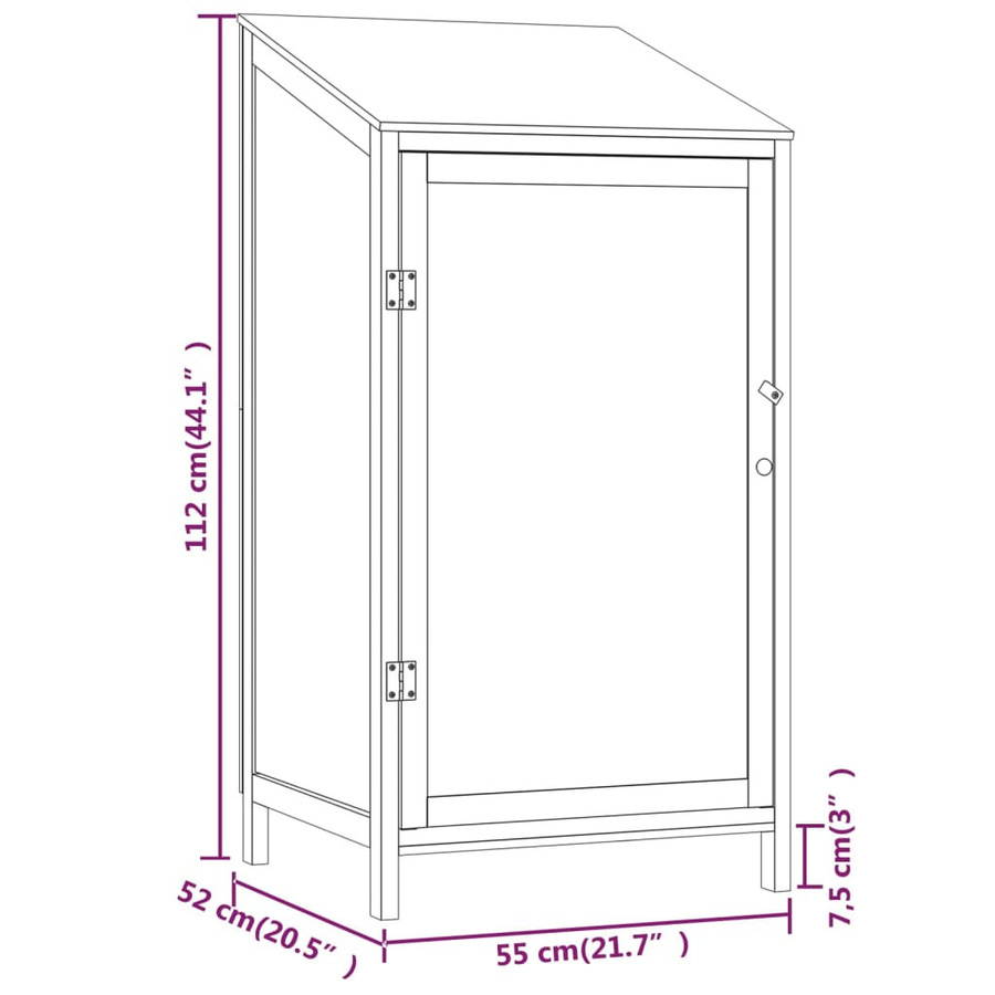 vidaXL Geräteschrank aus Massivholz Tanne, Anthrazit, B/T/H: 55 x 52 x 112 cm - Bild 4