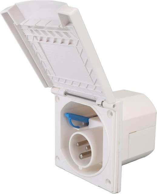 Fishine Wohnmobil-Steckdose 3-polig 240V 16A in Weiß, wasserfeste und staubdichte Einbau-Stromanschlussdose mit Schutzabdeckung (IP44) - Bild 1